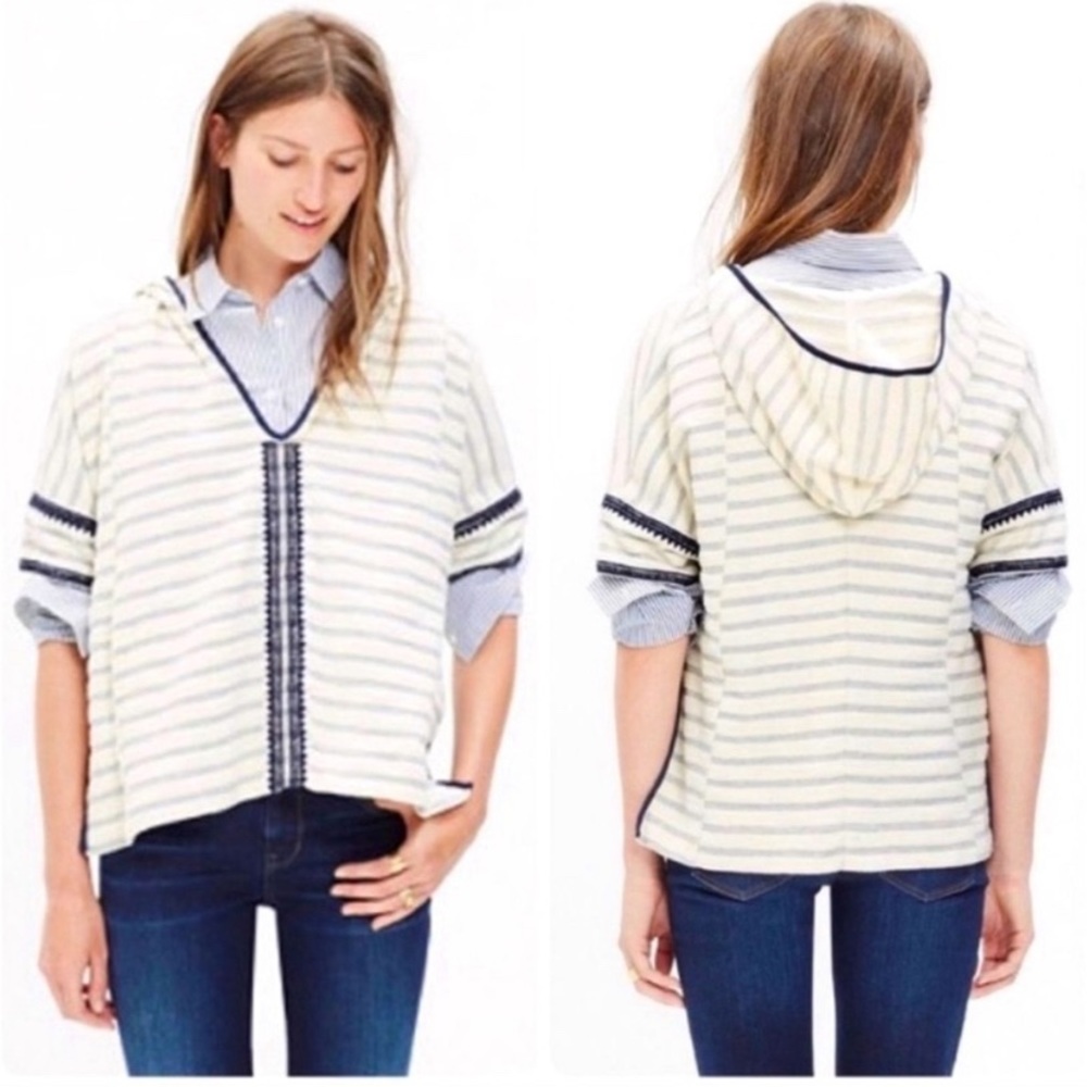 Madewell Elise French Terry Embroidered Hodded Tunic